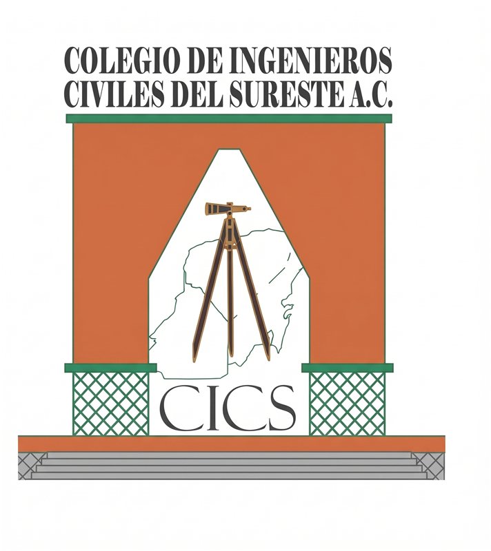Logotipo 2014–2021: arco naranja con un teodolito sobre el mapa de la península y las siglas CICS